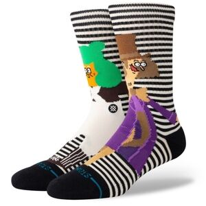Stance Willy Wonka Striped Crew Socks - Black, White, Green, Purple